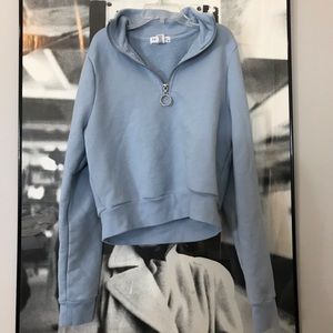 Tilly’s Blue Cropped Sweatshirt with Silver Zipper